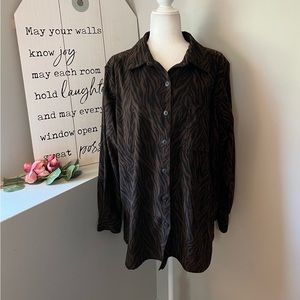 Denim & Co Animal Print Button Down Shacket